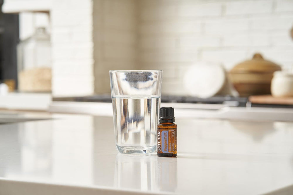 doTERRA Peppermint diffuser setup for refreshing ambience.