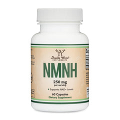 Double Wood NMNH bottle label highlighting premium NAD+ support options.
