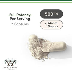 Double Wood NAD+ Plus label shows ingredients and third-party testing details.