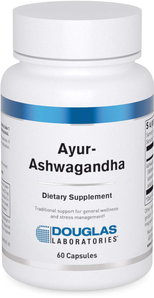 Douglas Laboratories Ayur-Ashwaganda bottle front showing energy support potential.