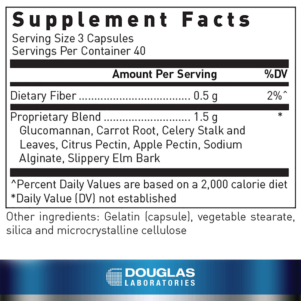 Douglas Laboratories Fiber-Plex capsules closeup emphasizing easy daily fiber intake.