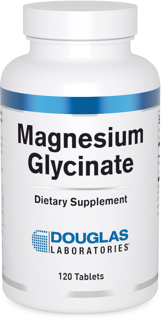 Douglas Laboratories magnesium glycinate bottle front showing heart and bone support.