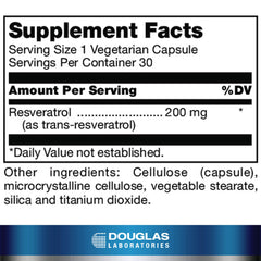 Resveratrol capsules closeup by Douglas Laboratories for convenient supplementation