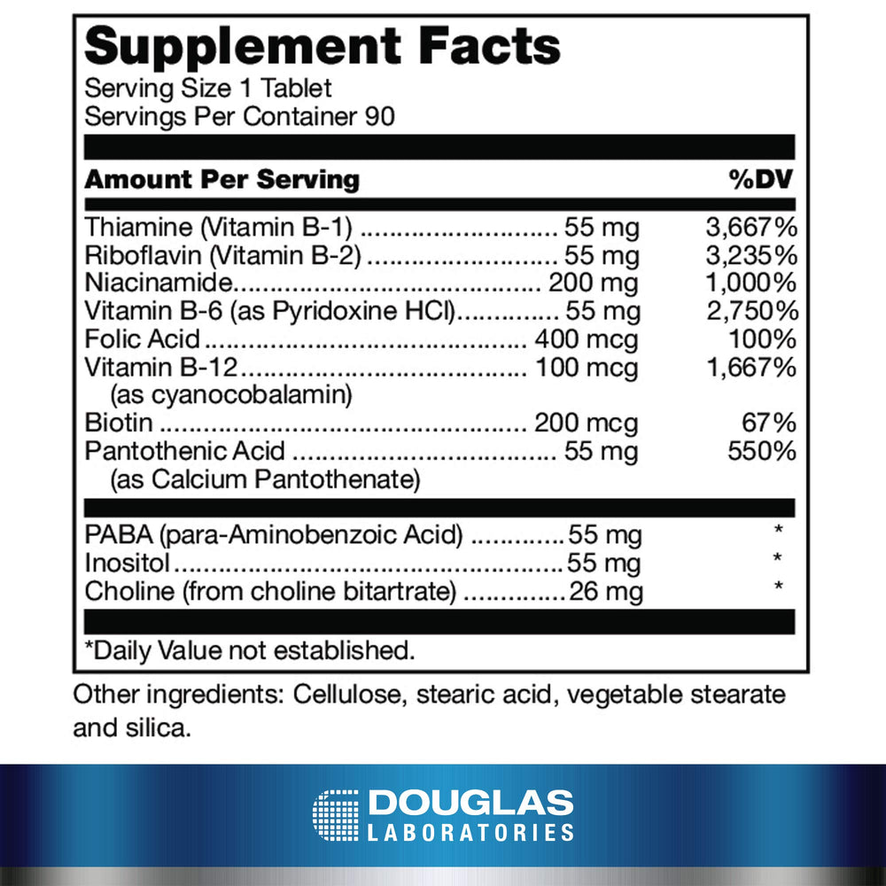Douglas Laboratories Stress-B-Plus bottle front highlighting the B vitamin complex.