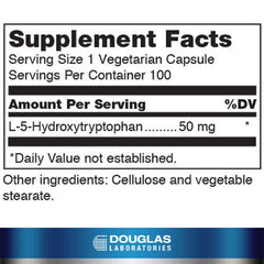 Close-up of Douglas Laboratories 5-HTP capsules for convenient daily supplementation.