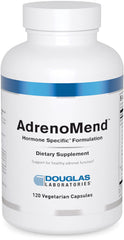 Douglas Laboratories AdrenoMend bottle front promoting adrenal support with adaptogenic blend.
