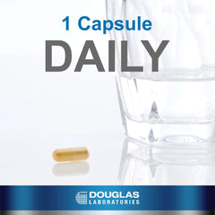 Douglas Laboratories CoQ10 label panel illustrating trusted antioxidant formula for cellular health.