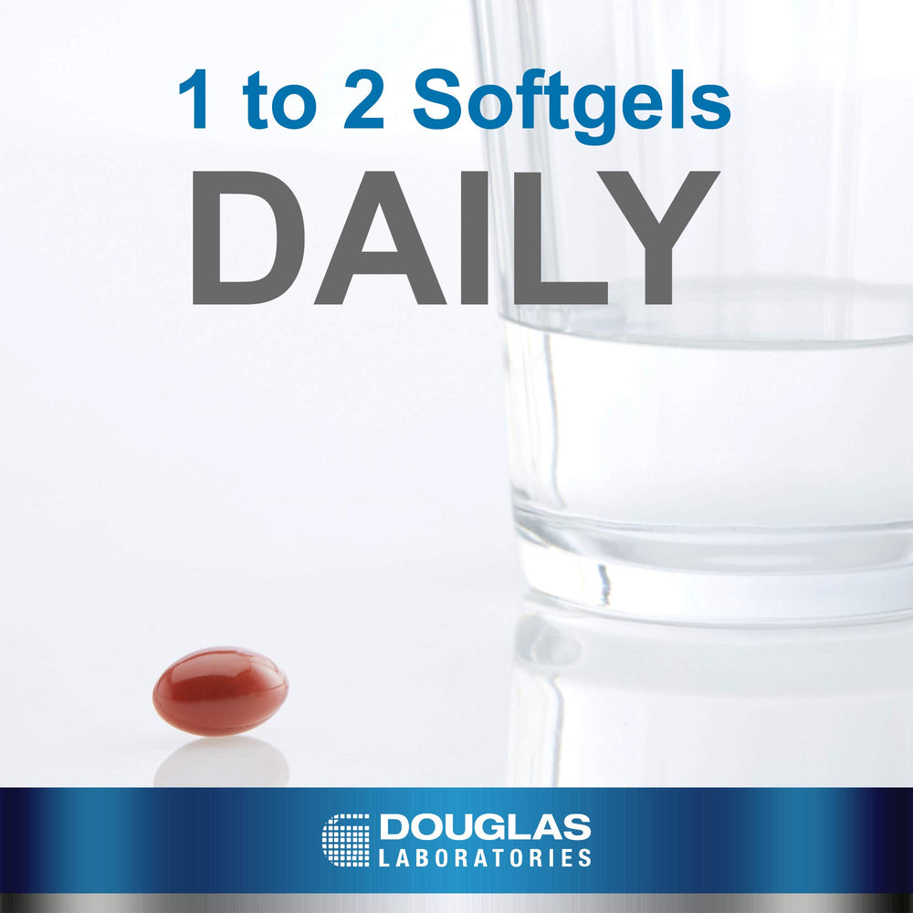 Douglas Laboratories CoQ10 Plus softgels inside bottle for daily energy support