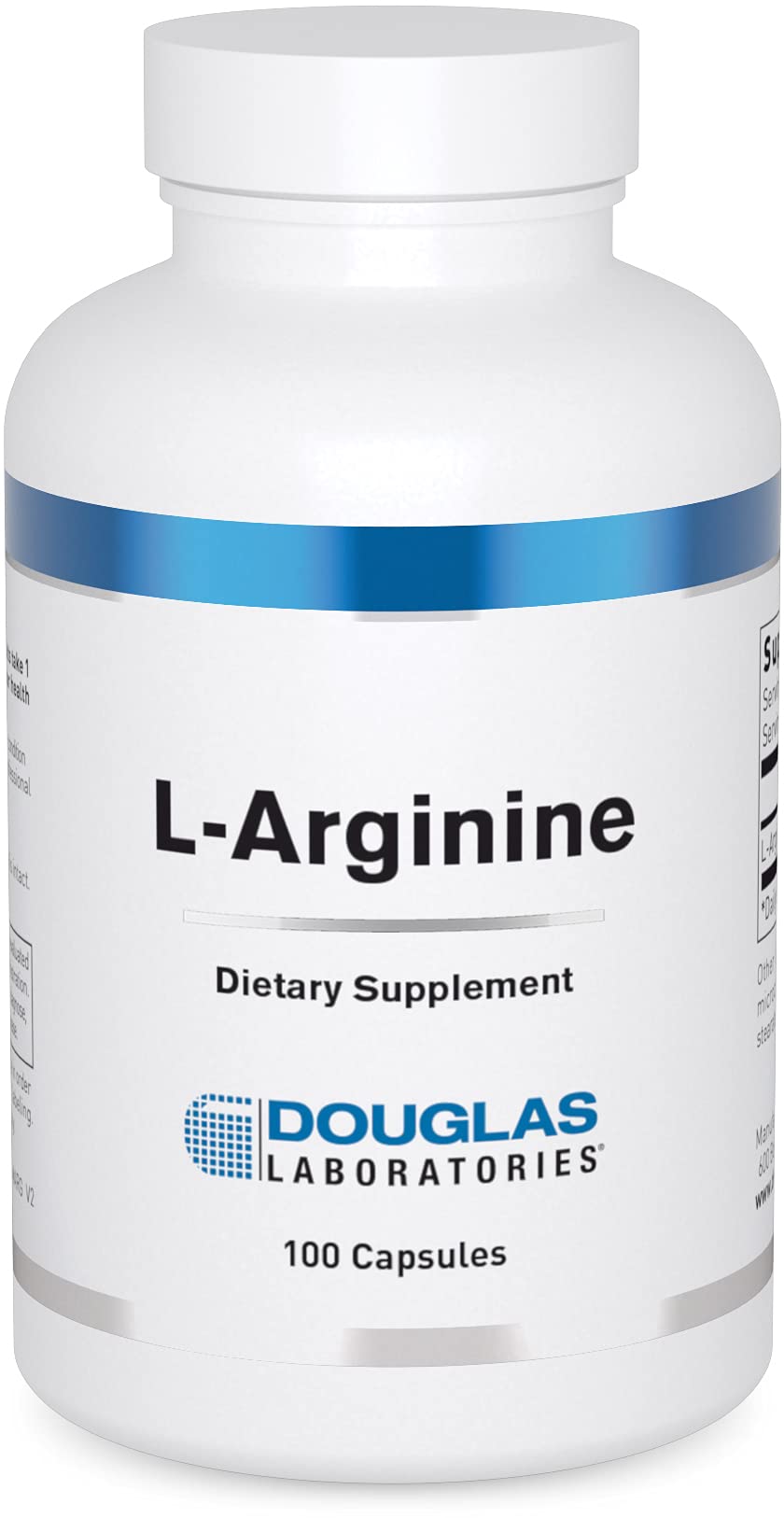 Douglas Laboratories L-Arginine 700 mg bottle with clear packaging for easy dosing.