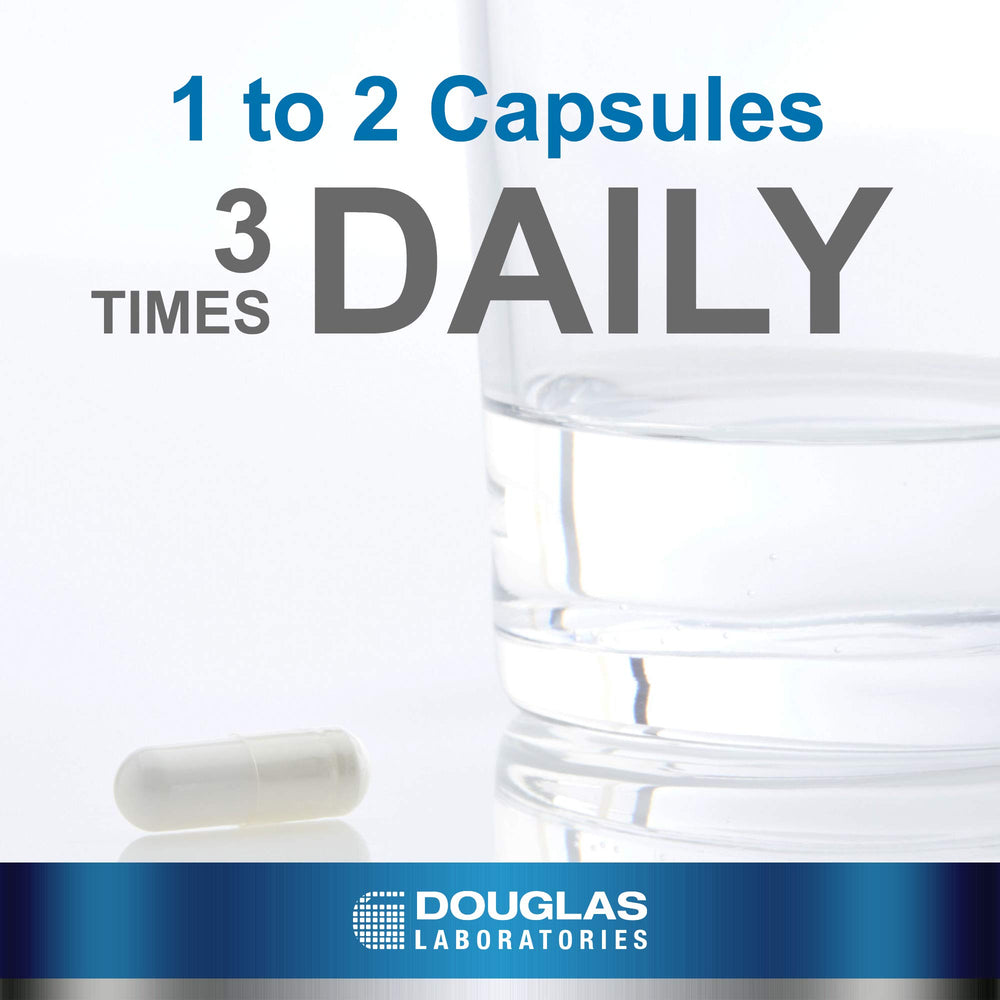 Front label of Douglas Laboratories L-Arginine highlights product details.