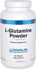 Douglas Laboratories L-Glutamine Powder container with GI support labeling.
