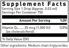 Douglas Laboratories Liquid Vitamin D3 dropper enables precise dosing for daily use.