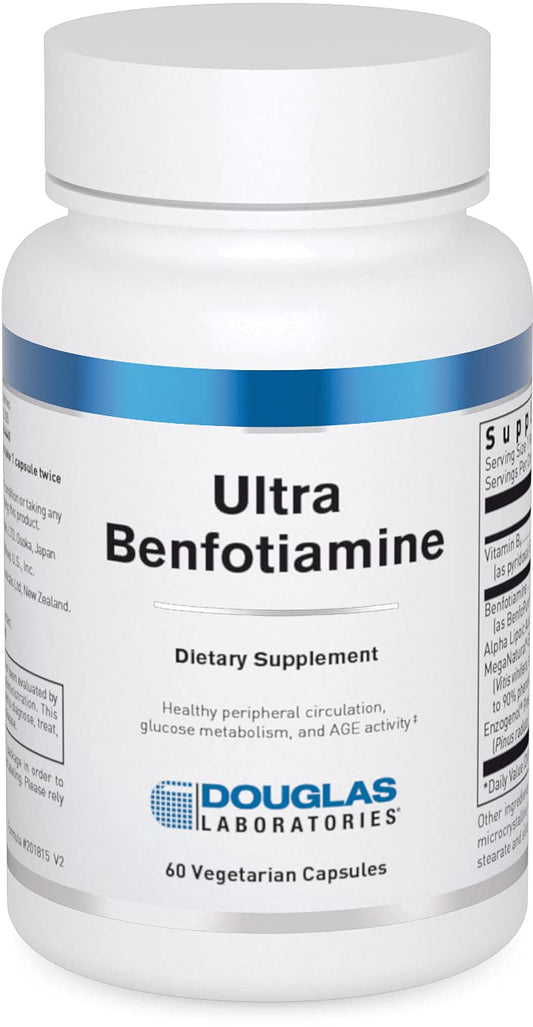 Douglas Laboratories Ultra Benfotiamine bottle close-up highlighting circulation support.