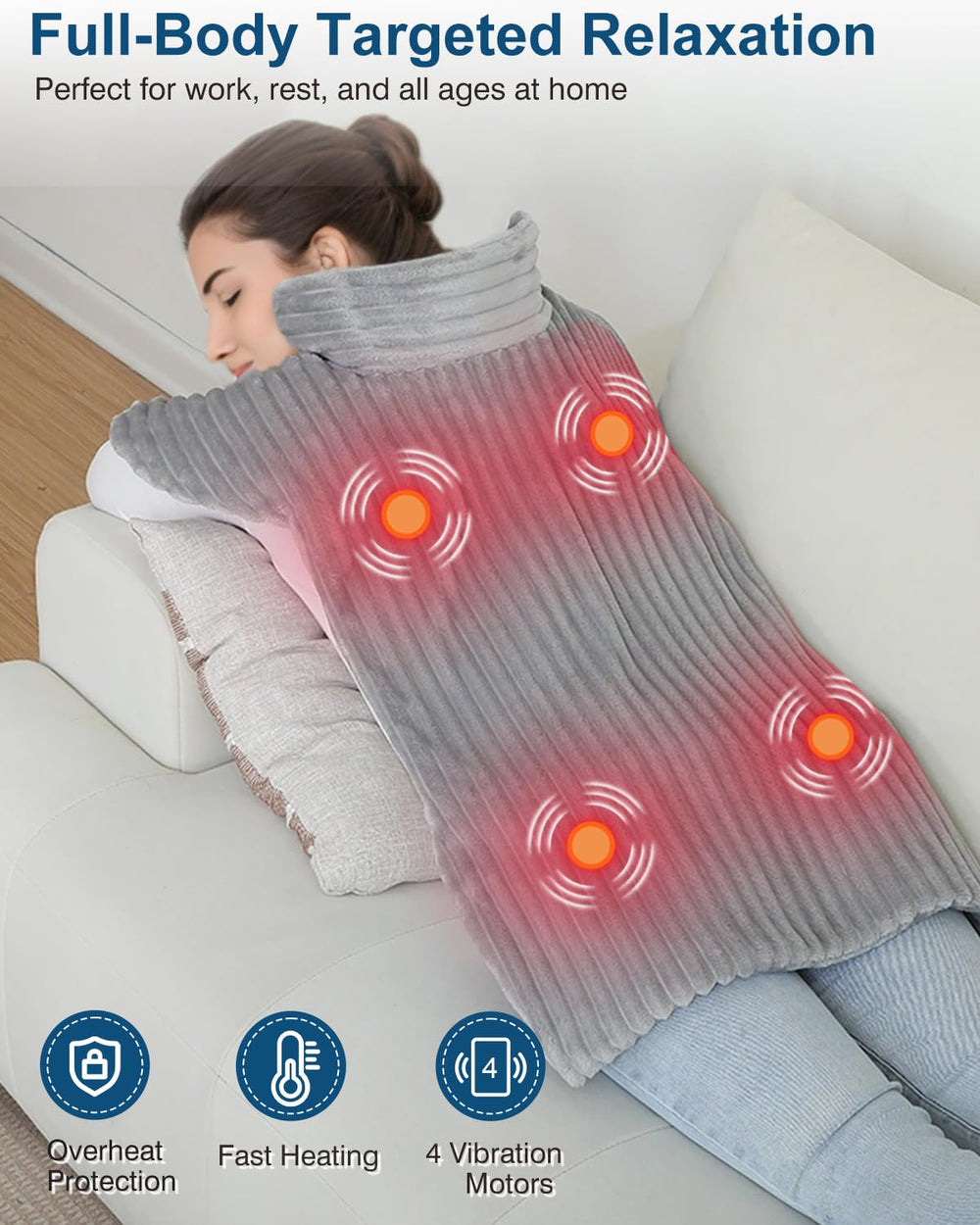 Dowin eight massage combinations with heat and vibration options.