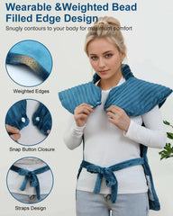 Dowin pad with two massagers targets tense neck muscles.
