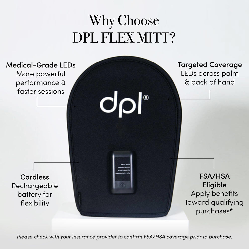 dpl Flex Mitt LED coverage highlights 660nm and 880nm wavelengths for targeted relief