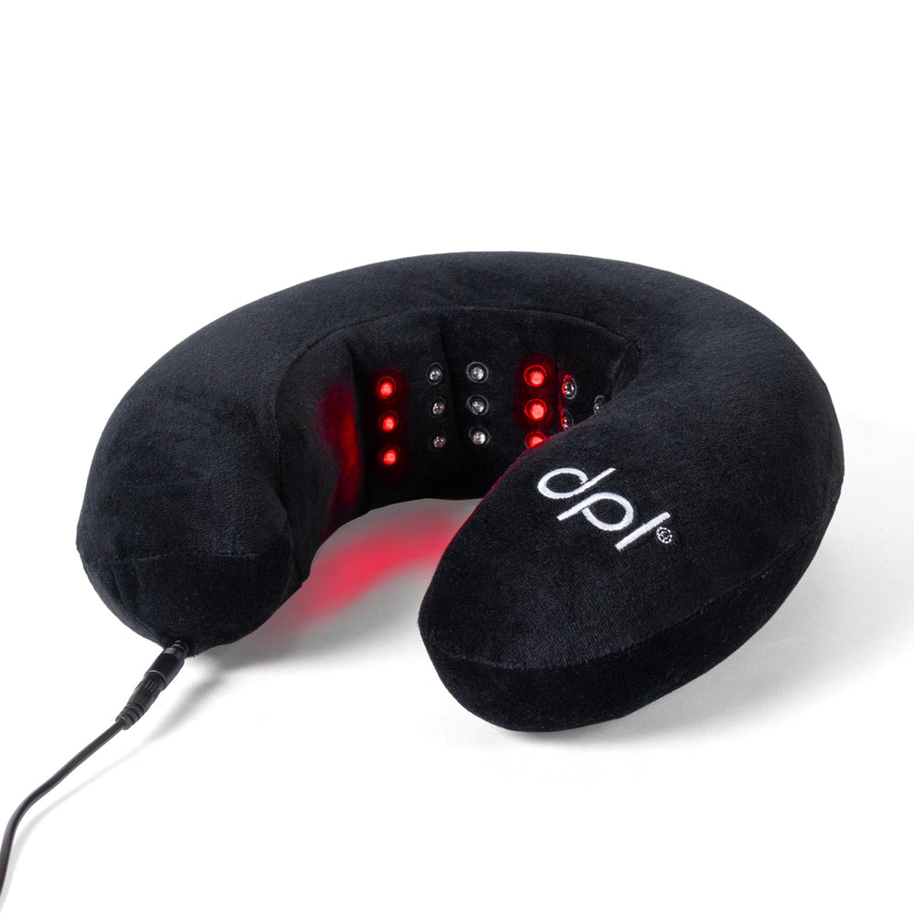 DPL Red Light Neck Pillow front view showcasing ergonomic travel comfort.