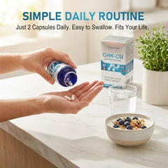 DQQI GHK-Cu bottle with two capsules for dosage.