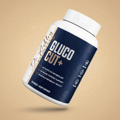 Dr. Ashley Wellness GlucoCut+ bottle close-up showing freshness seal.