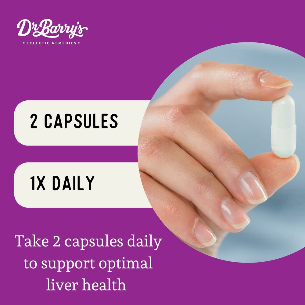 Dr. Barry's Total Liver Supplement packaging showing a trusted, triple-tested formula.