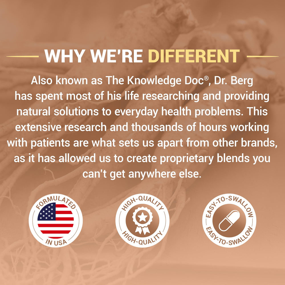 Korean red ginseng and trace minerals featured in Dr. Berg vitamins