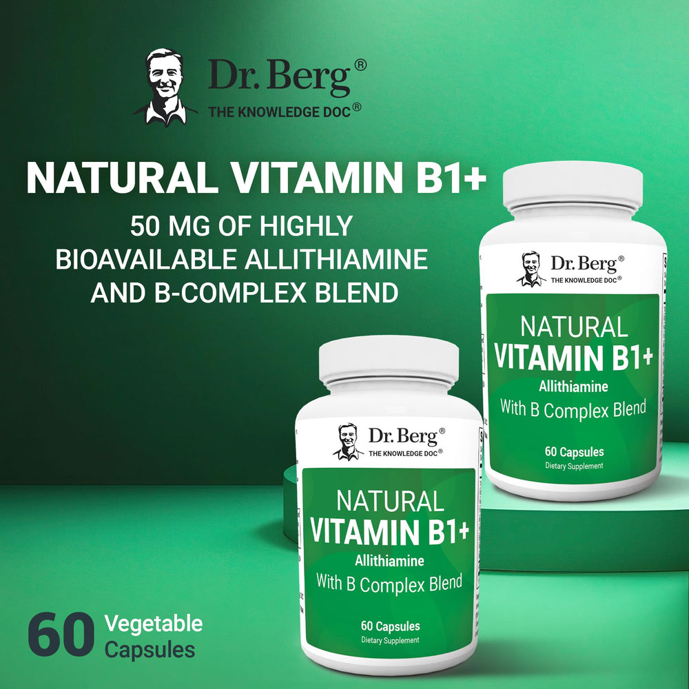 Dr. Berg B1 B6 B12 ingredients panel with magnesium and eight B vitamins.