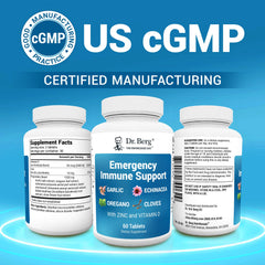 Dr. Berg Emergency Immune Support shows 2000 IU vitamin D and 10 mg zinc