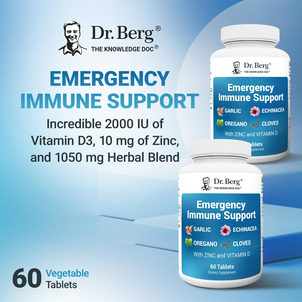 Dr. Berg Emergency Immune Support ingredients list including echinacea and garlic