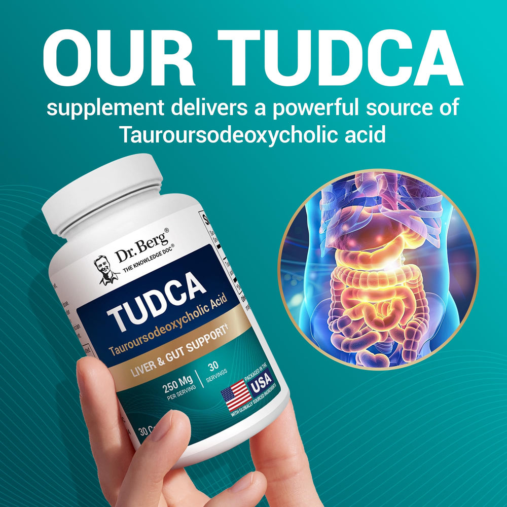 Front view of Dr. Berg Nutritionals TUDCA packaging for quick recognition.
