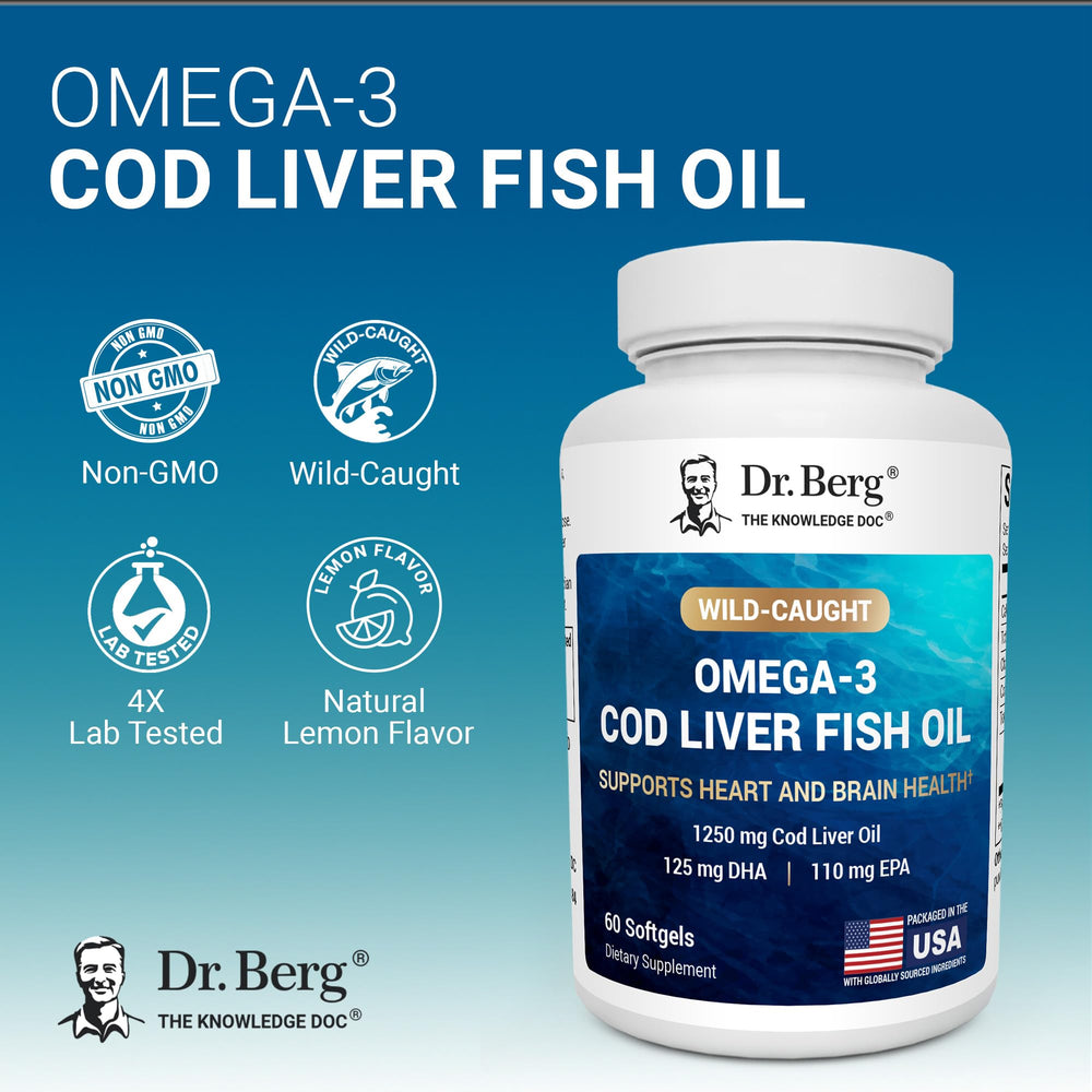 Close-up of Dr. Berg Omega-3 lemon softgels for easy daily intake.