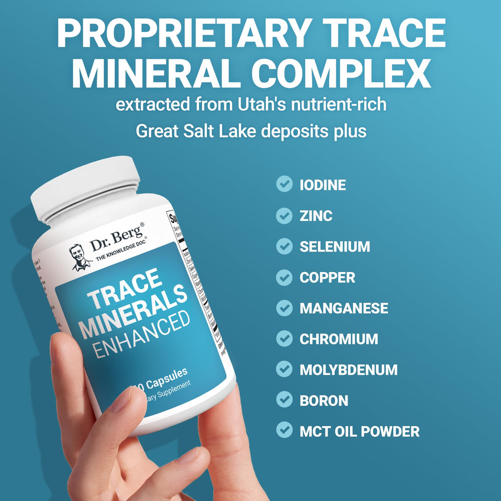 Dr. Berg Trace Minerals packaging ready for sale and convenient capsule count.