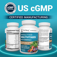 Dr. Berg GMP-certified facilities ensure quality control and clean manufacturing.