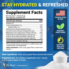 Dr. Berg Zero Sugar Hydration grape glass with water shows refreshing intake.