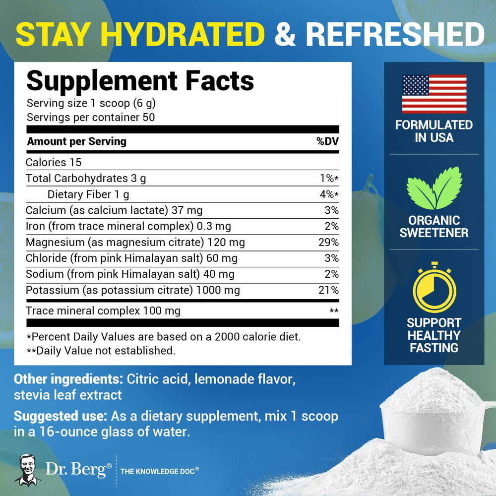 Dr. Berg Zero Sugar Hydration glass with lemony sip and hydration