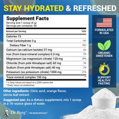 Dr. Berg Zero Sugar Hydration orange prepared drink demonstrates sugar-free hydration after workouts.