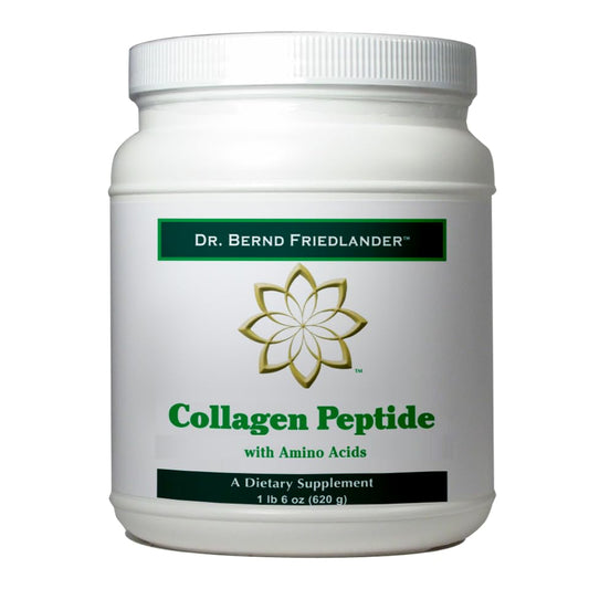 Dr. Bernd Friedlander collagen amino acids bottle shows premium source and easy daily use