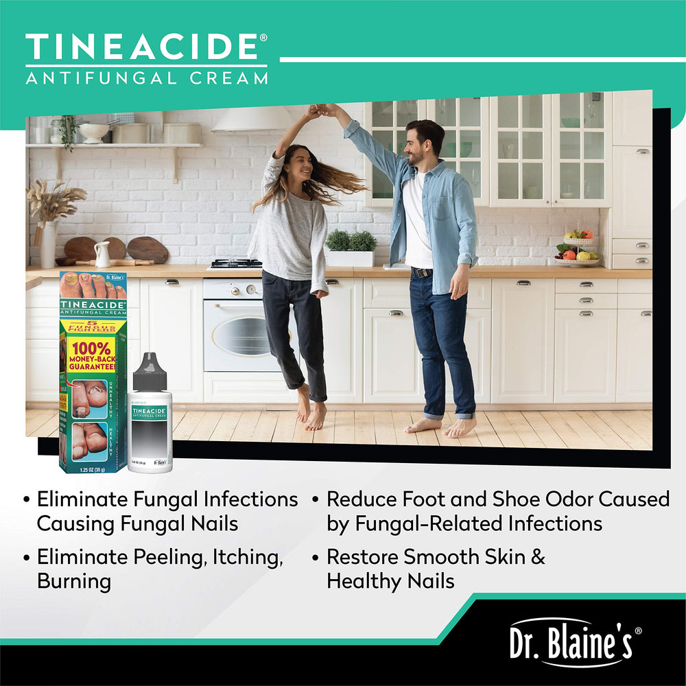 Packaging close-up of Dr. Blaine's Tineacide three-pack label.