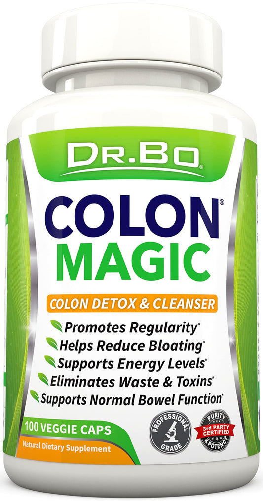 DR. BO colon cleanse bottle pour demonstrates gentle daily cleansing
