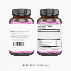 Dr. Brighten Balance vegan, non-GMO badge signals purity.