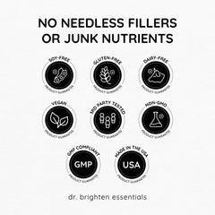 Dr. Brighten Myoinositol Plus label close up shows non-GMO and gluten free notes.