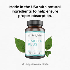 Dr. Brighten Omega Plus 60 softgels pack ready for daily use