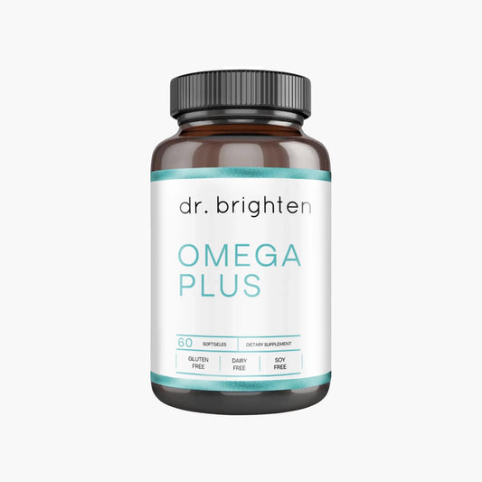 Dr. Brighten Omega Plus bottle cap sealing freshness for reliable omega-3 intake