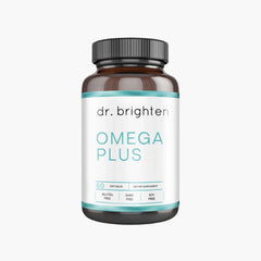 Dr. Brighten Omega Plus bottle cap sealing freshness for reliable omega-3 intake