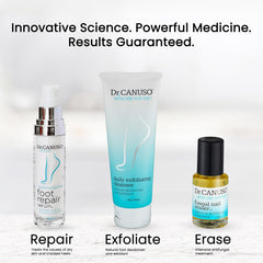 DR CANUSO bottle and nail polish set arranged for daily regimen