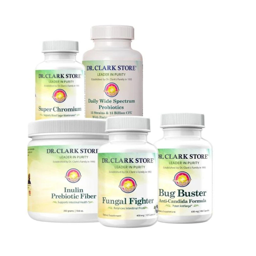 Dr Clark Store Bug Buster capsules bottle for daily gut wellness.