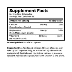 Cal-Mag Complete capsules close-up highlighting calcium and magnesium content