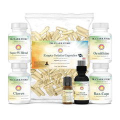 Dr Clark Store Cloves Wormwood Black Walnut Plus bottle showing the blended formula for daily support