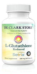 Dr. Clark Glutathione Reduced bottle showing a 500 mg antioxidant option.