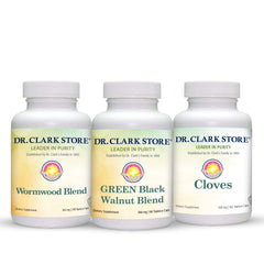 Dr Clark Store green black walnut hull capsules for intestinal support.