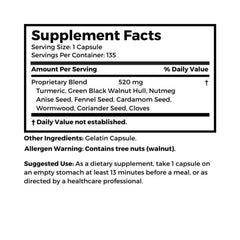 Black walnut hull component in Para-Zap formula for digestive support